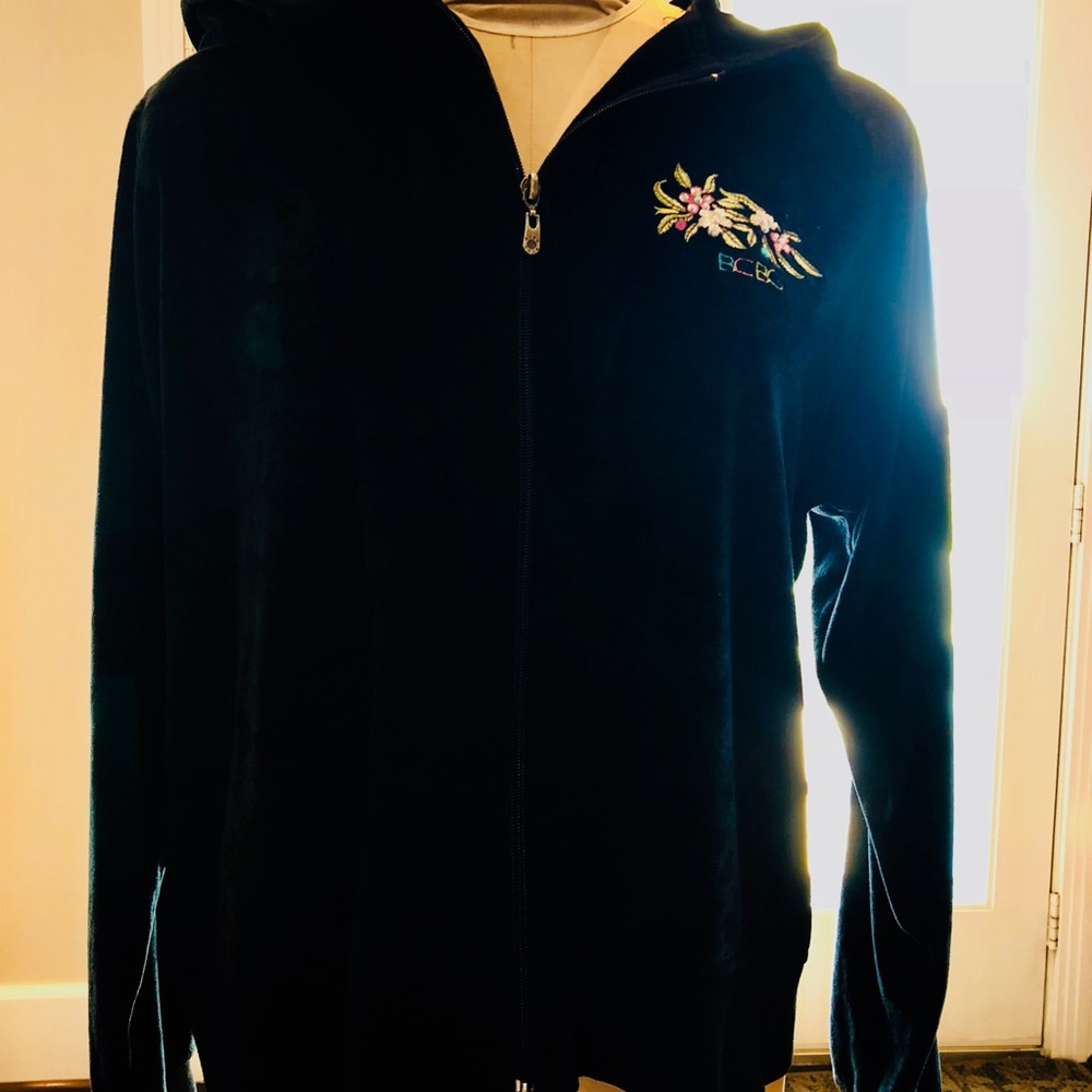 BCBG Black Embroidered lounge hoodie